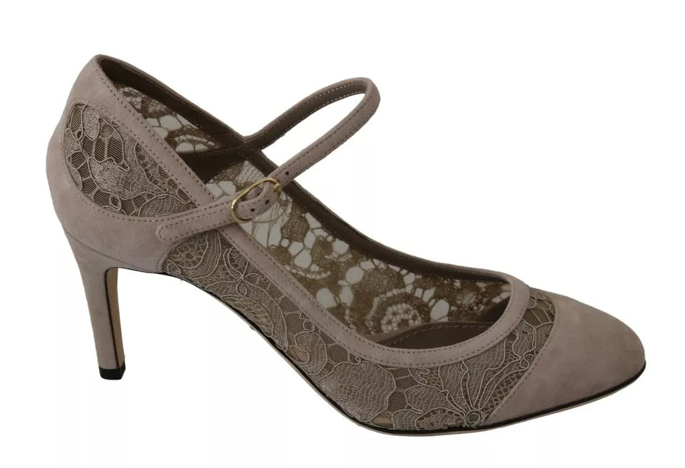 Dolce & Gabbana Beige Floral Lace Mary Janes Pumps Women's Shoes (Pre-Owned)