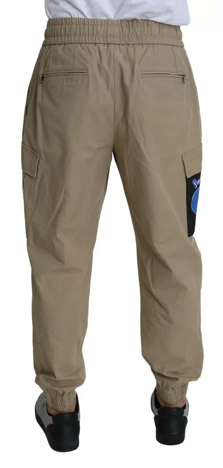 Dolce & Gabbana Beige Pin Up Print Cargo Men's Pants (Pre-Owned)