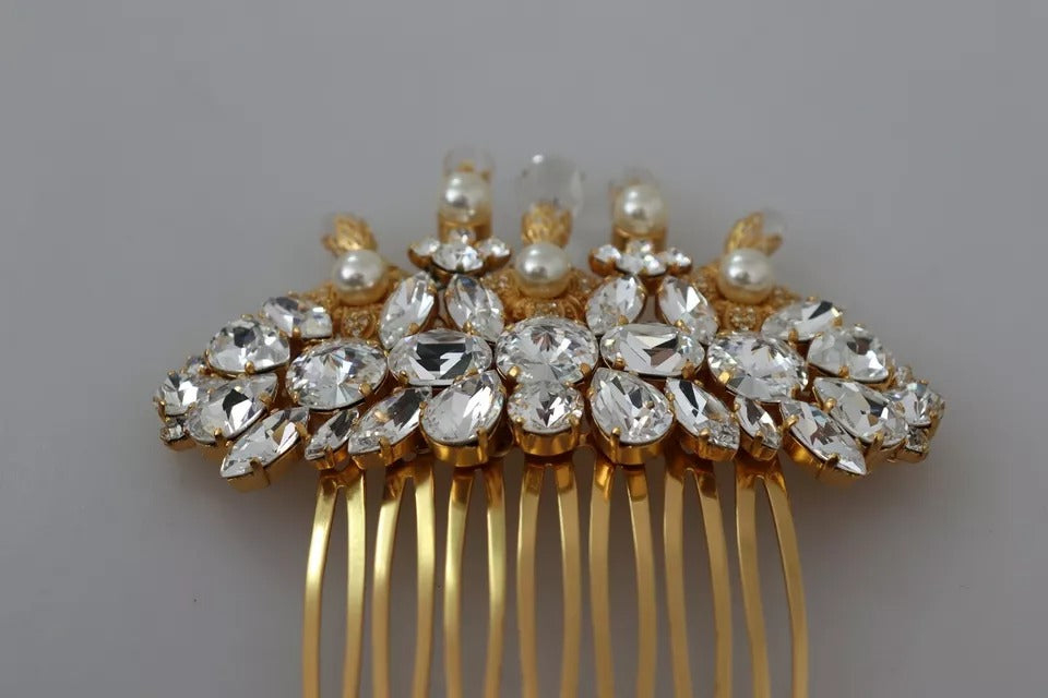 Dolce & Gabbana Gold Brass Clear Crystal Hair Stick Accessory Women's Comb (Pre-Owned)