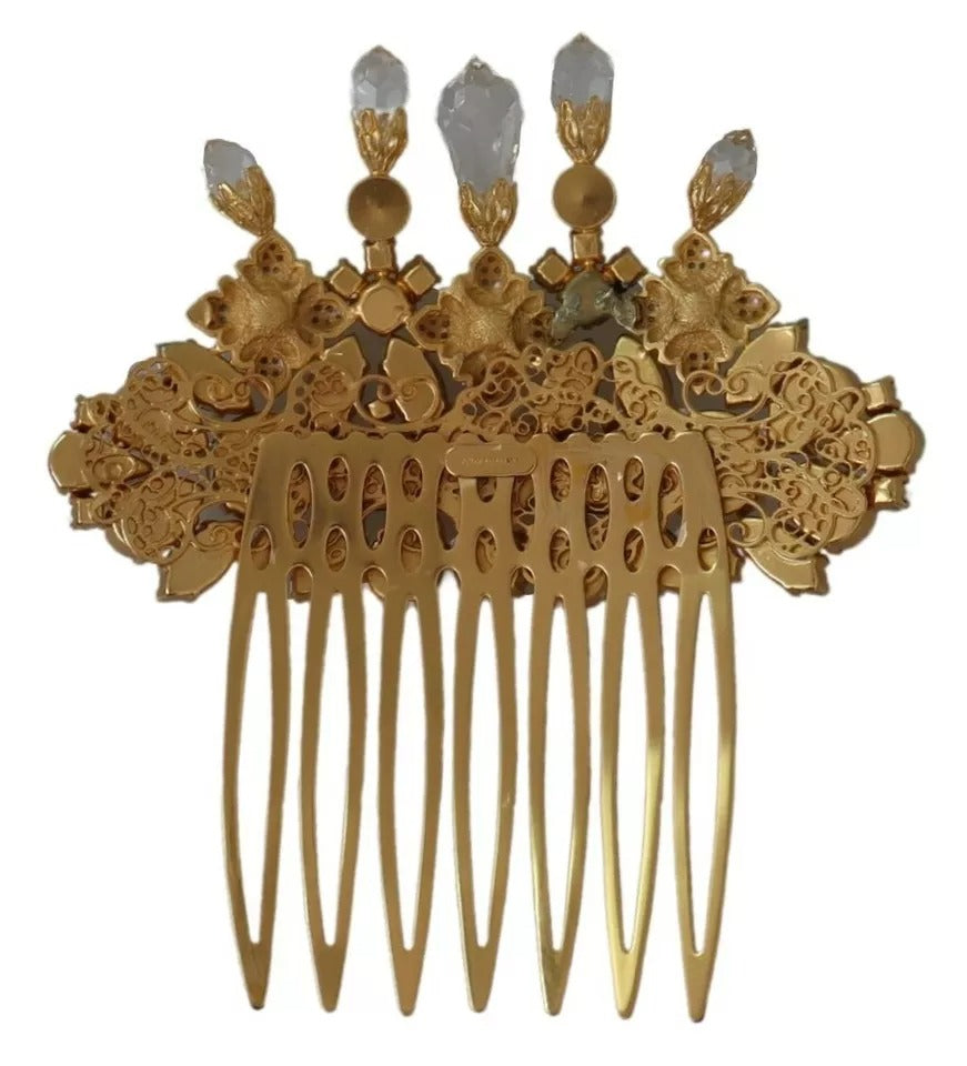 Dolce & Gabbana Gold Brass Clear Crystal Hair Stick Accessory Women's Comb (Pre-Owned)