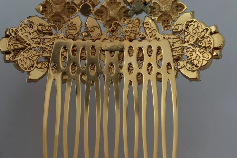 Dolce & Gabbana Gold Brass Clear Crystal Hair Stick Accessory Women's Comb (Pre-Owned)
