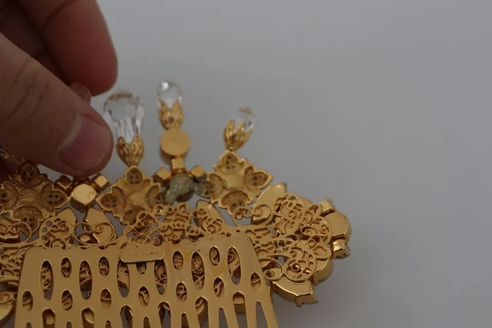 Dolce & Gabbana Gold Brass Clear Crystal Hair Stick Accessory Women's Comb (Pre-Owned)