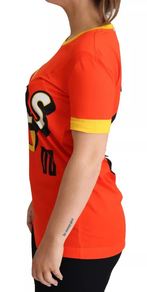 Dolce & Gabbana Orange Royals Print Round Neck Women's T-shirt (Pre-Owned)