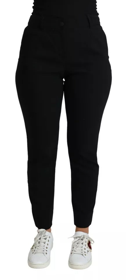 Dolce & Gabbana Black Virgin Wool Stretch Skinny Women's Pants (Pre-Owned)