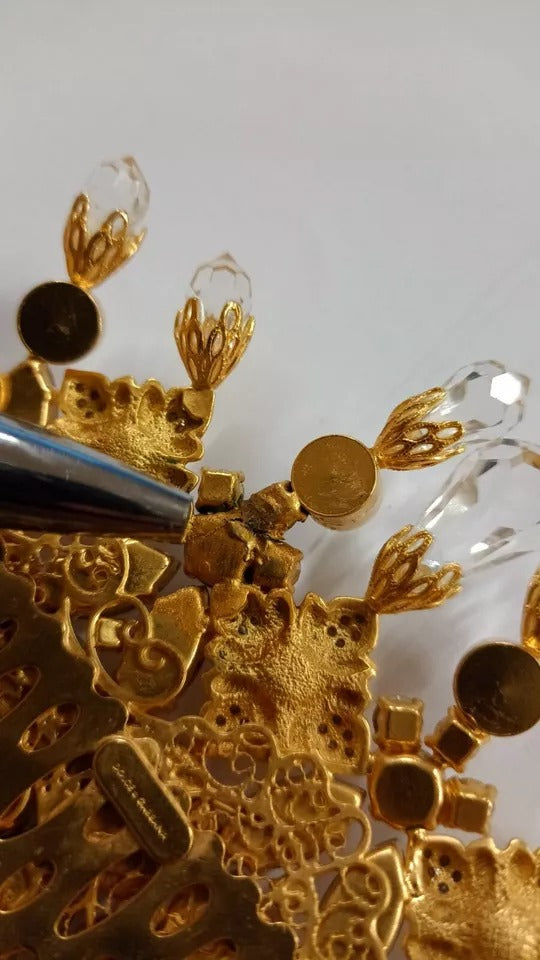 Dolce & Gabbana Gold Brass Clear Crystal Hair Stick Accessory Women's Comb (Pre-Owned)