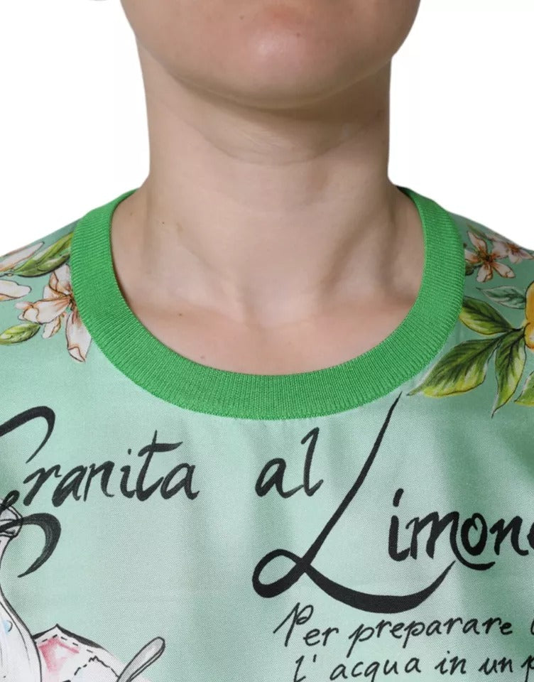 Dolce & Gabbana Green Silk Granita Al Limone Long Sleeves Women's Sweater