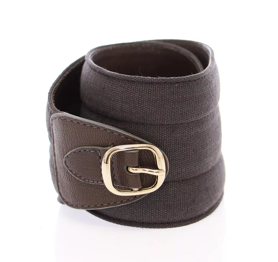 Dolce & Gabbana Brown D&G Leather Linnen Logo Women's Belt