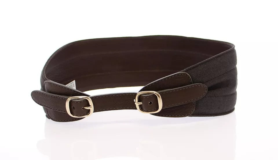 Dolce & Gabbana Brown D&G Leather Linnen Logo Women's Belt