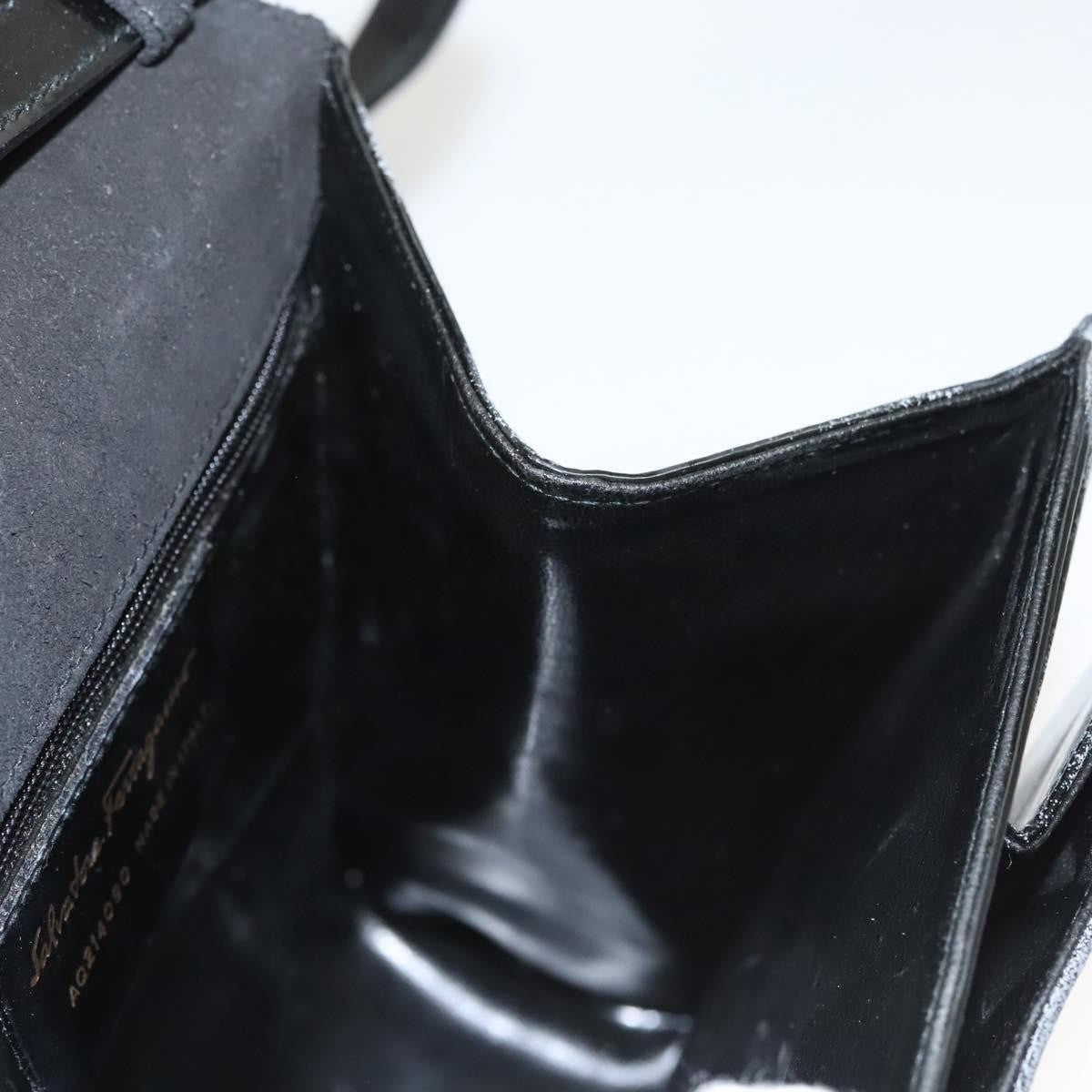 Salvatore Ferragamo Vintage Patent Leather Black Patent_Leather Handbag (Pre-Owned)