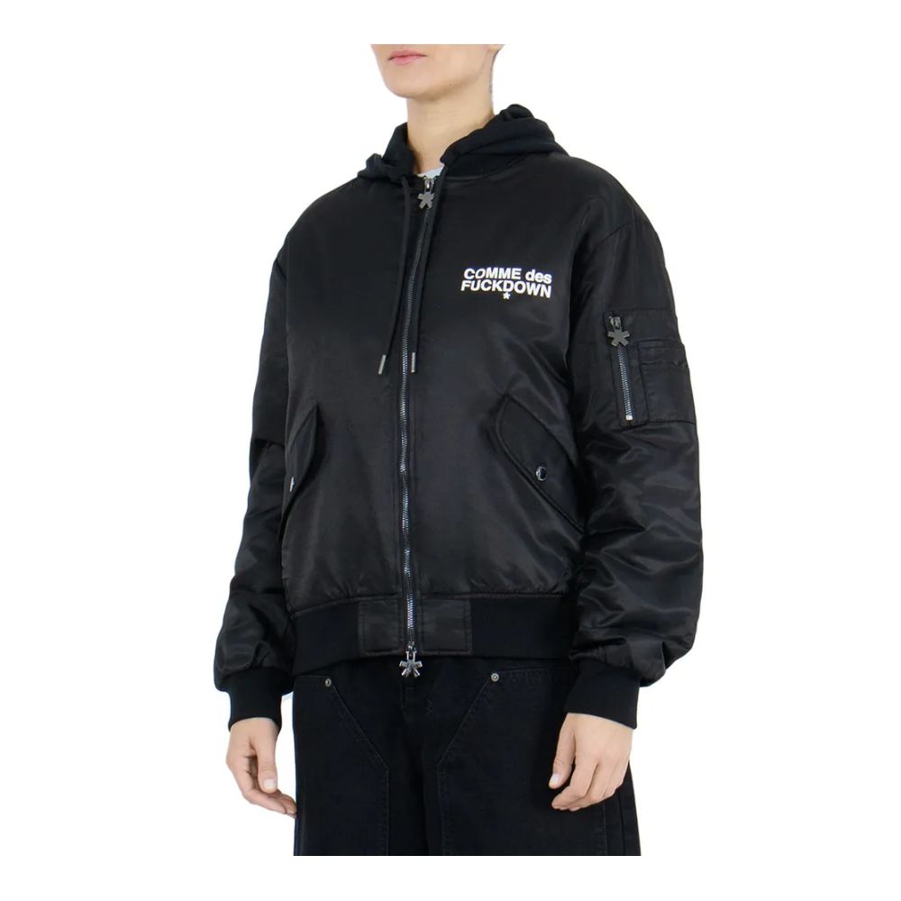 Comme Des Fuckdown Black Nylon Jackets & Women's Coat