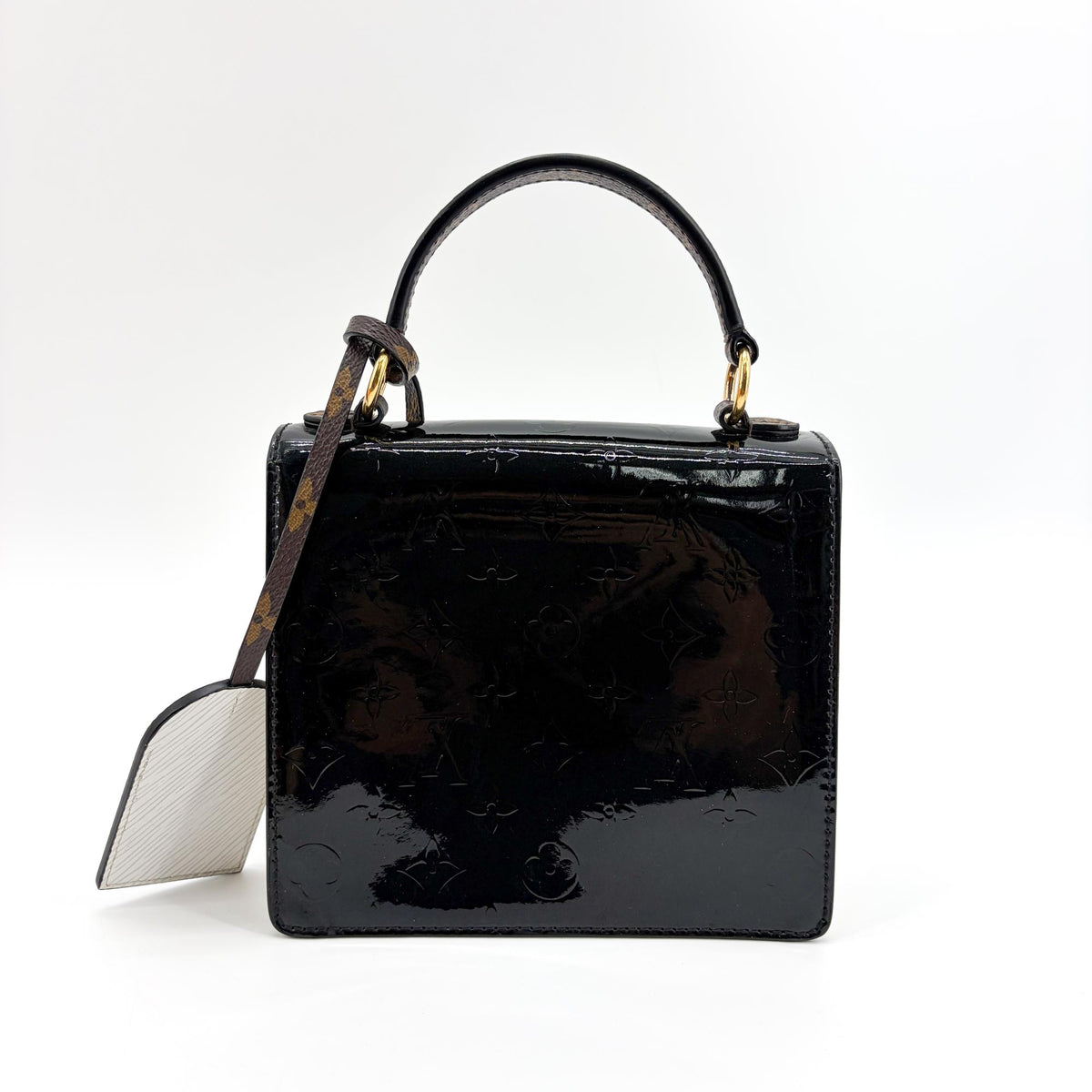 Louis Vuitton Spring Street Nm Monogram Vernis With Monogram Canvas And Epi Leather Black Patent_Leather Handbag (Pre-Owned)