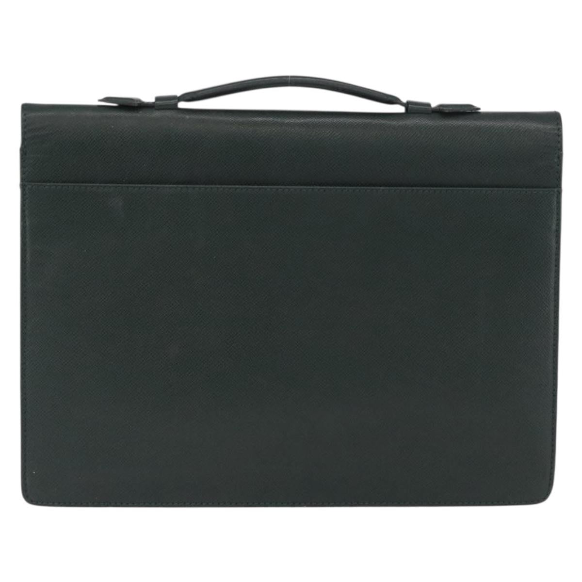 Louis Vuitton Serviette Kourad Taiga Leather Green Leather Briefcase Bag (Pre-Owned)