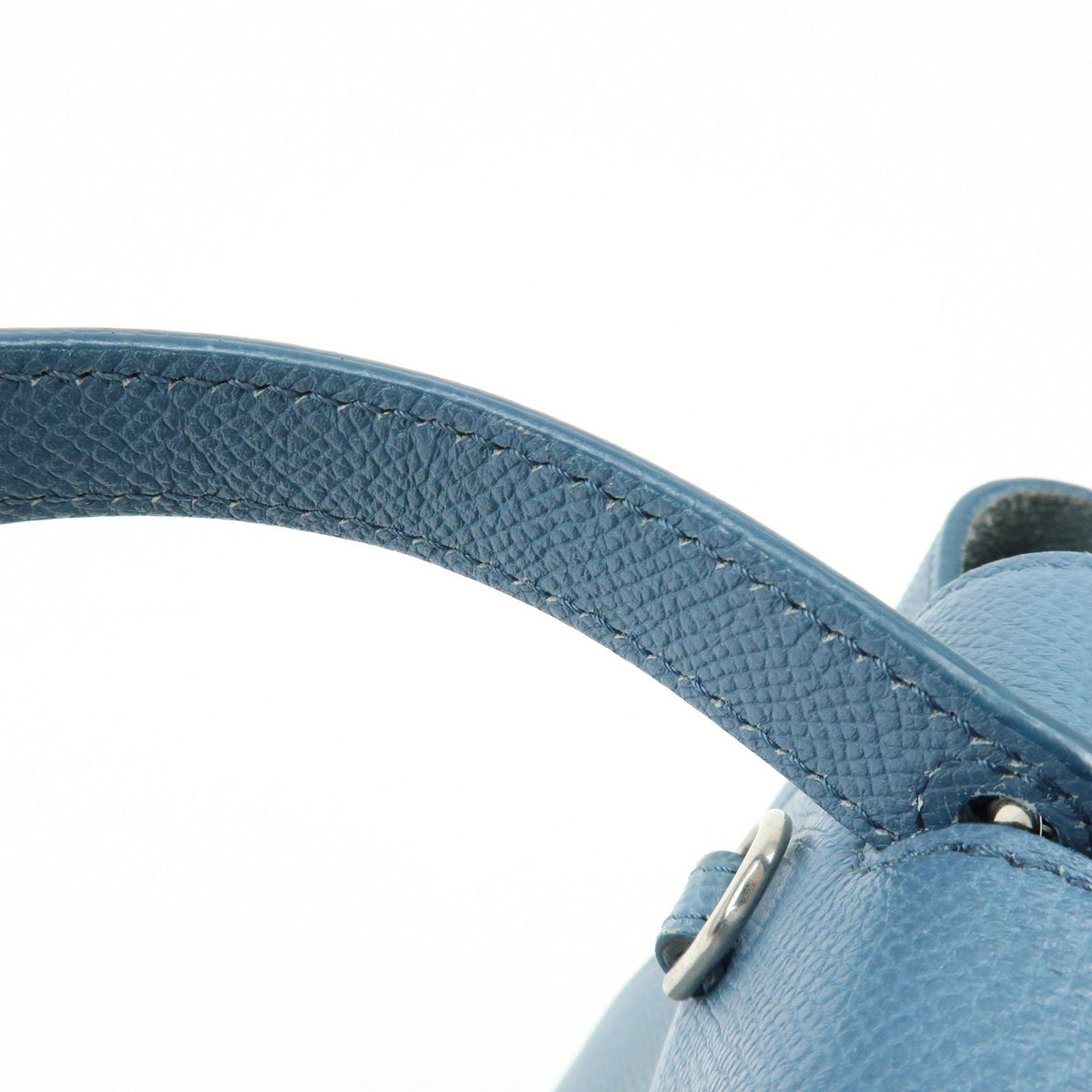 Celine Belt Textured Leather Blue Leather Handbag (Pre-Owned)