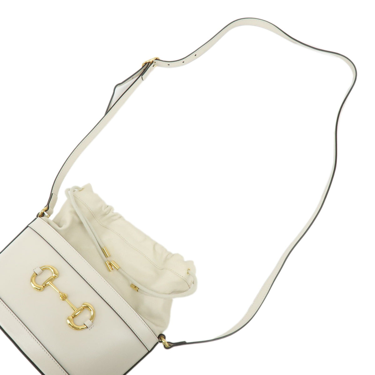 Gucci Horsebit 1955 Bucket Leather Beige Leather Handbag (Pre-Owned)