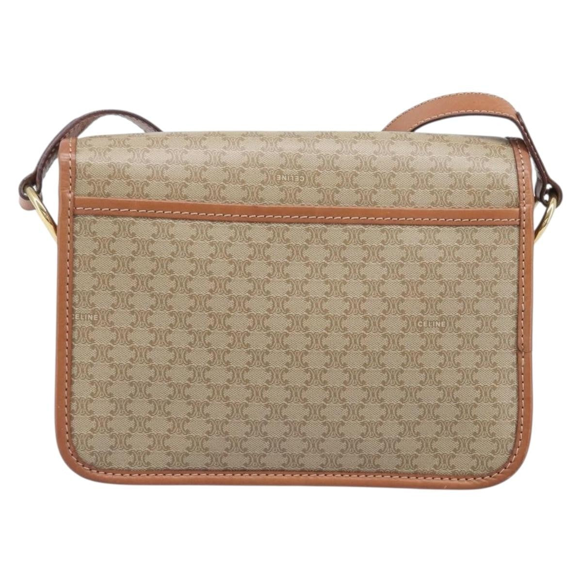 Celine Macadam Shoulder Canvas Beige Canvas Crossbody Bag Bag (Pre-Owned)