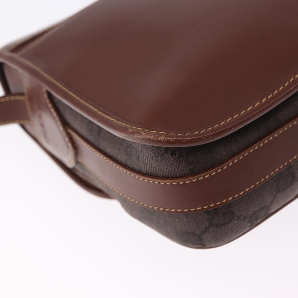 Gucci Flap Shoulder Bag Gg Canvas & Leather Brown Canvas Crossbody Bag Bag (Pre-Owned)