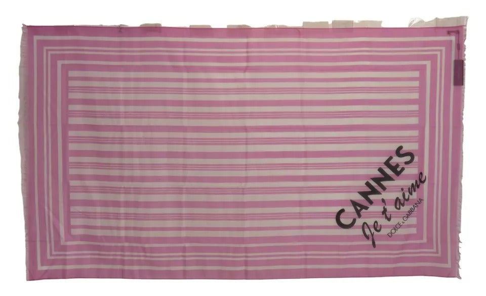 Dolce & Gabbana Pink White Striped Cotton Wrap Shawl Women's Scarf (Pre-Owned)