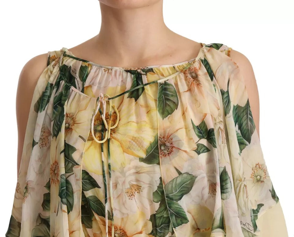 Dolce & Gabbana Multicolor Silk Floral Print Long Maxi Women's Dress (Pre-Owned)