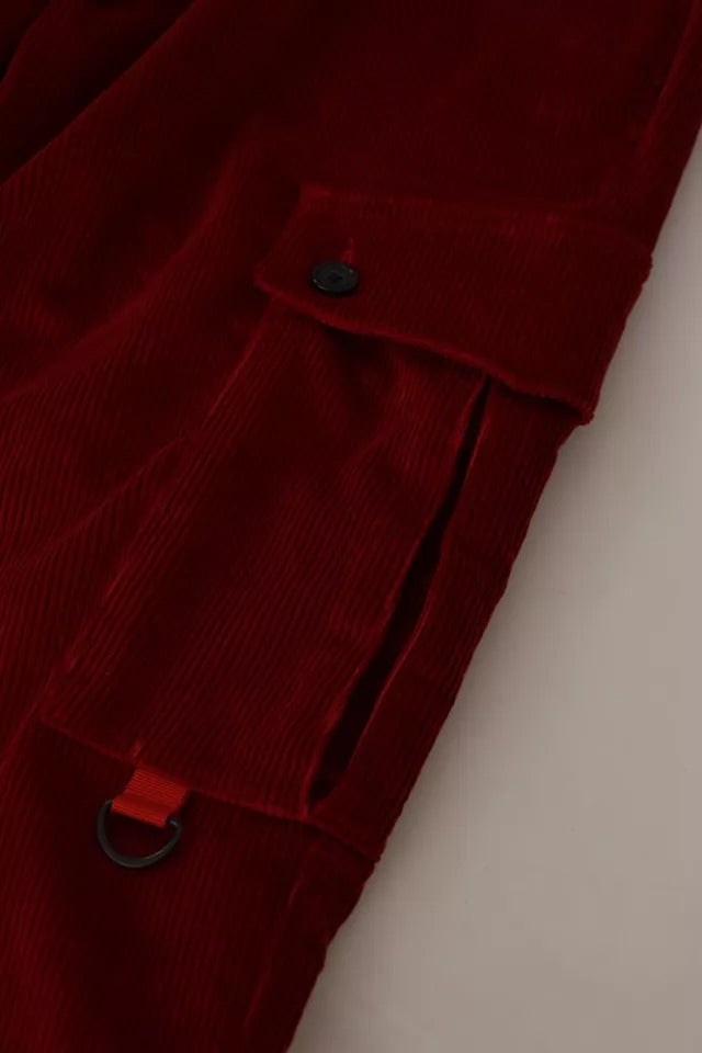 Dolce & Gabbana Red Corduroy Cotton Cargo Skinny Men's Pants