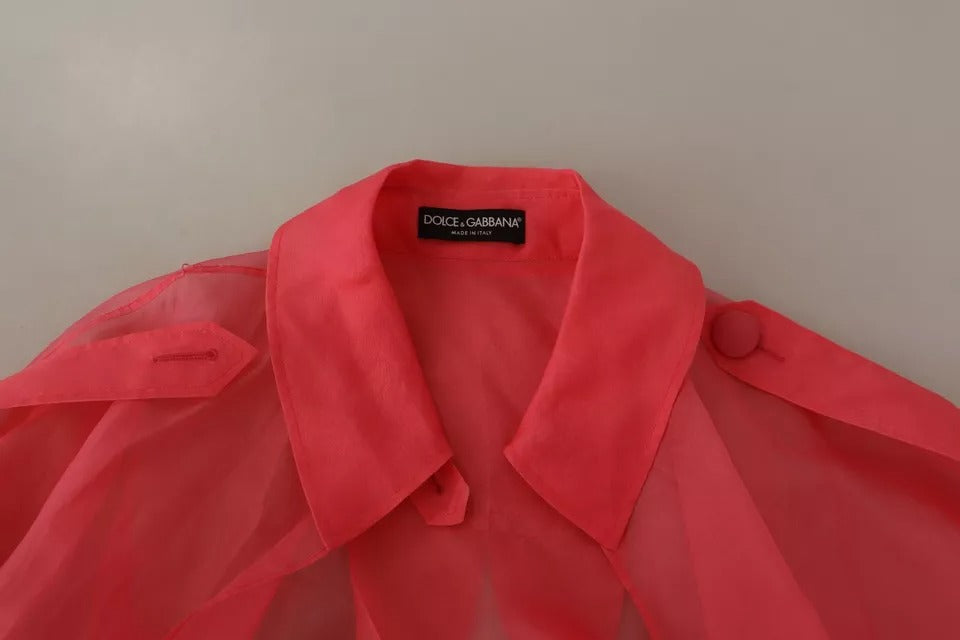Dolce & Gabbana Pink Silk Organza Belted Coat Women's Jacket (Pre-Owned)