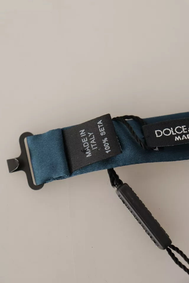 Dolce & Gabbana Blue 100% Silk Adjustable Neck Bow Tie Men's Mens