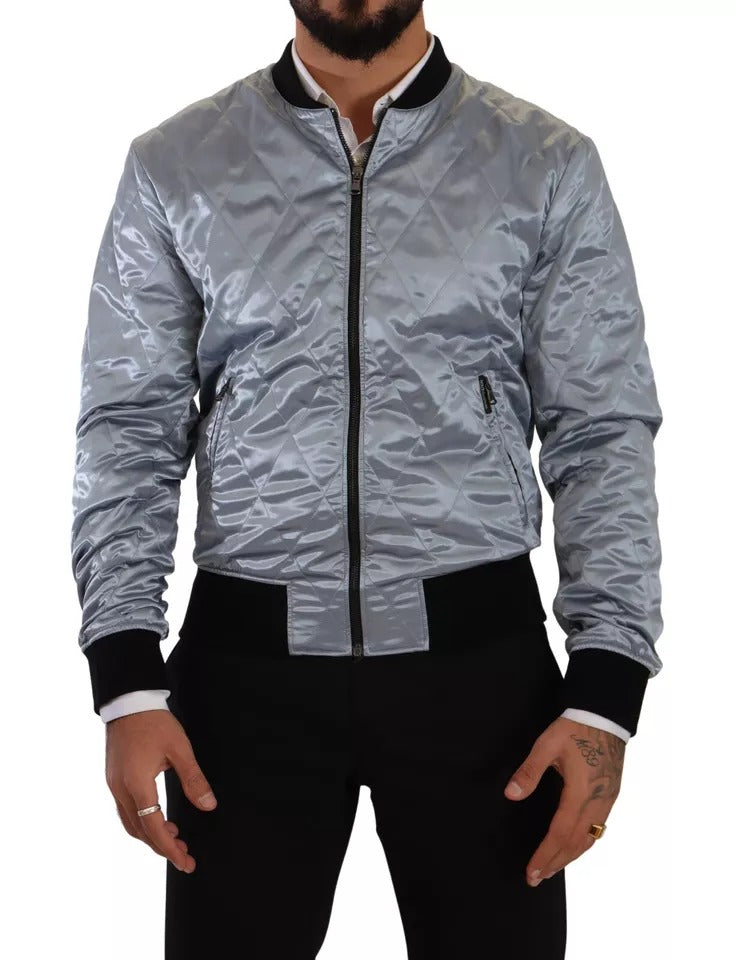 Dolce & Gabbana Light Blue Bomber Coat Men Men's Jacket