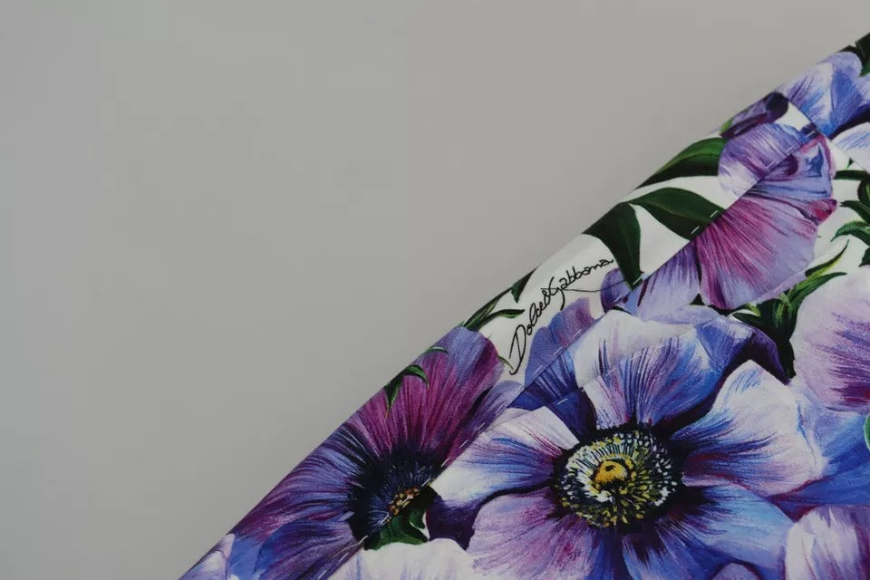 Dolce & Gabbana Purple Floral Print Tapered Cotton Women's Pants (Pre-Owned)