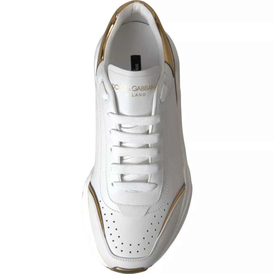 Dolce & Gabbana White Gold DAYMASTER Leather Sneakers Men Men's Shoes