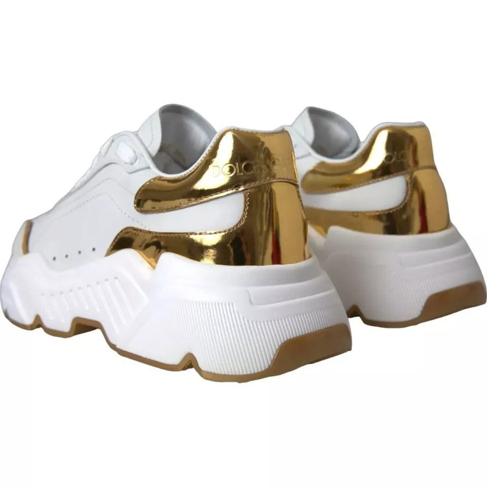 Dolce & Gabbana White Gold DAYMASTER Leather Sneakers Men Men's Shoes
