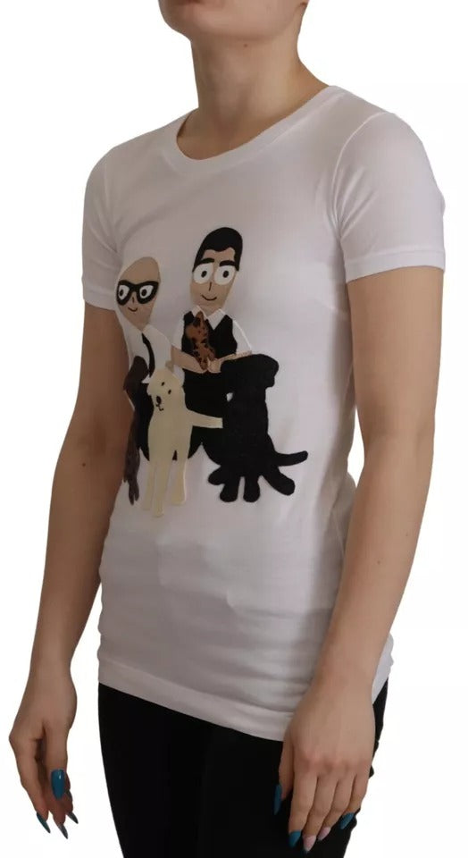 Dolce & Gabbana White #DGFamily Patch Top Cotton Women's T-shirt