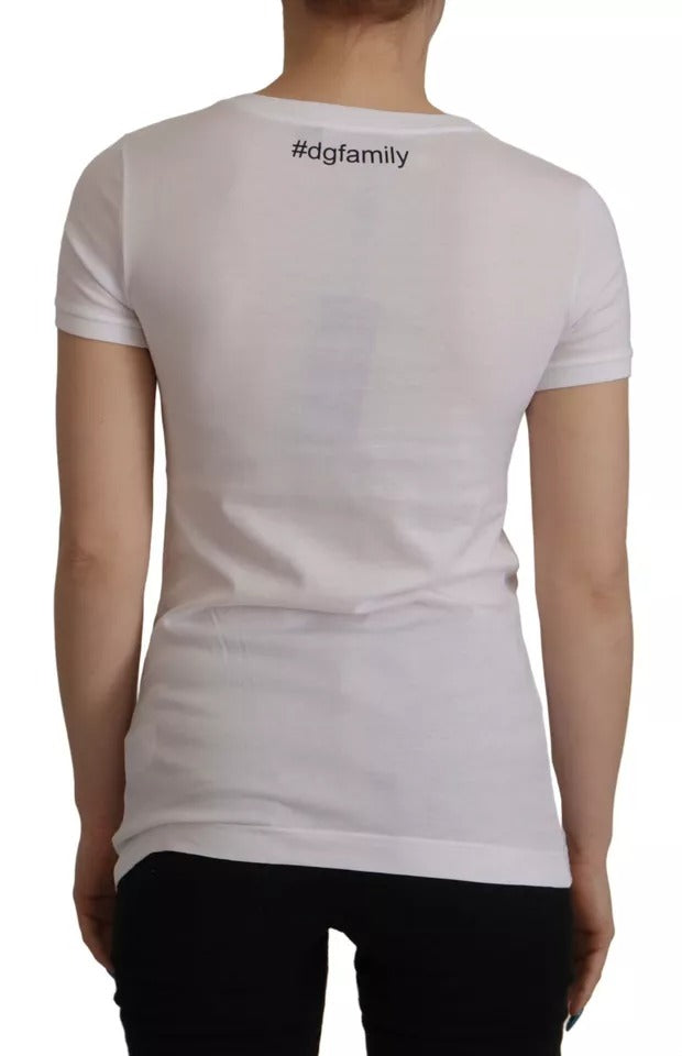 Dolce & Gabbana White #DGFamily Patch Top Cotton Women's T-shirt