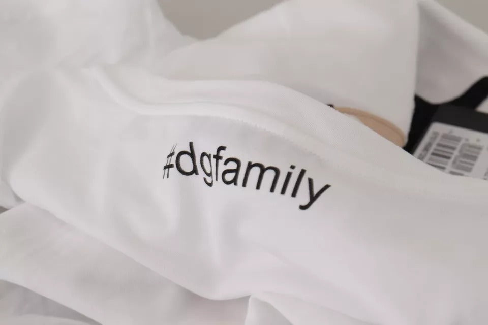 Dolce & Gabbana White #DGFamily Patch Top Cotton Women's T-shirt
