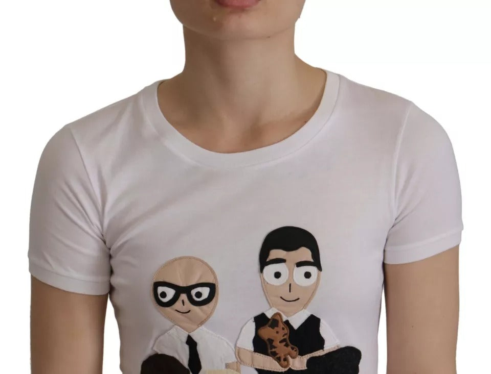 Dolce & Gabbana White #DGFamily Patch Top Cotton Women's T-shirt