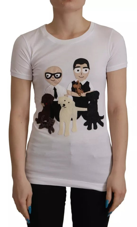 Dolce & Gabbana White #DGFamily Patch Top Cotton Women's T-shirt