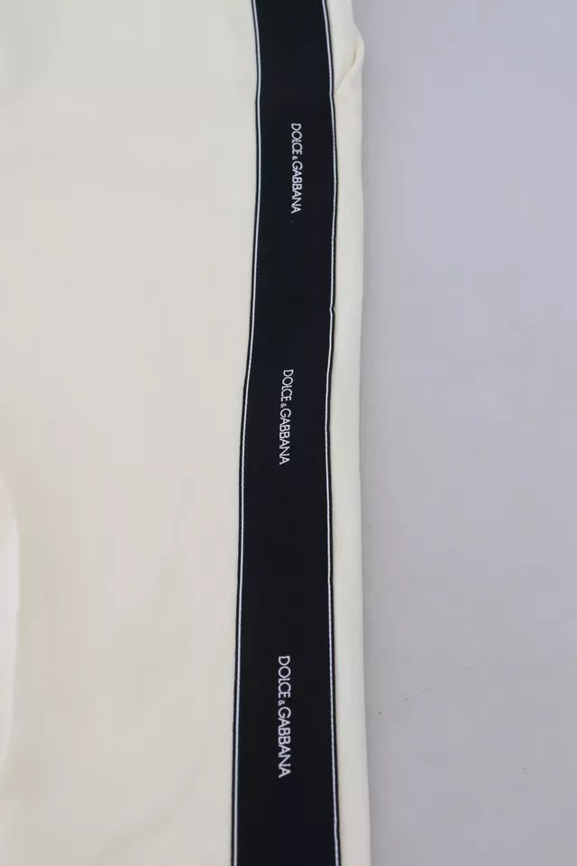 Dolce & Gabbana White High Waist Tapered Wool Women's Pants (Pre-Owned)