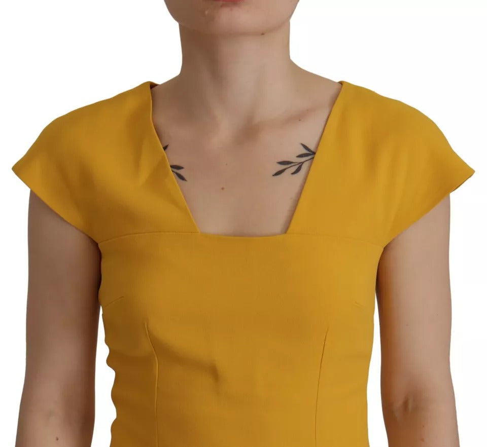 Dolce & Gabbana Yellow Viscose Sleeveless Sheath Midi Women's Dress (Pre-Owned)