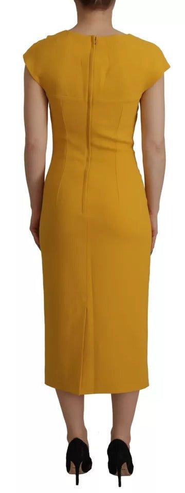 Dolce & Gabbana Yellow Viscose Sleeveless Sheath Midi Women's Dress (Pre-Owned)