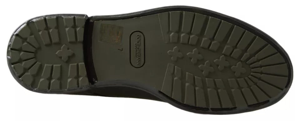 Dolce & Gabbana Green Leather Rubber Sole Dress Men's Shoes