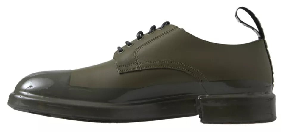 Dolce & Gabbana Green Leather Rubber Sole Dress Men's Shoes