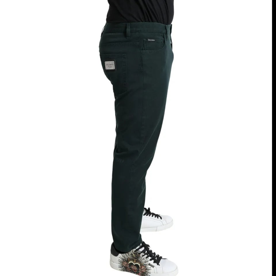 Dolce & Gabbana Green Cotton Stretch Skinny Men Denim Men's Jeans (Pre-Owned)