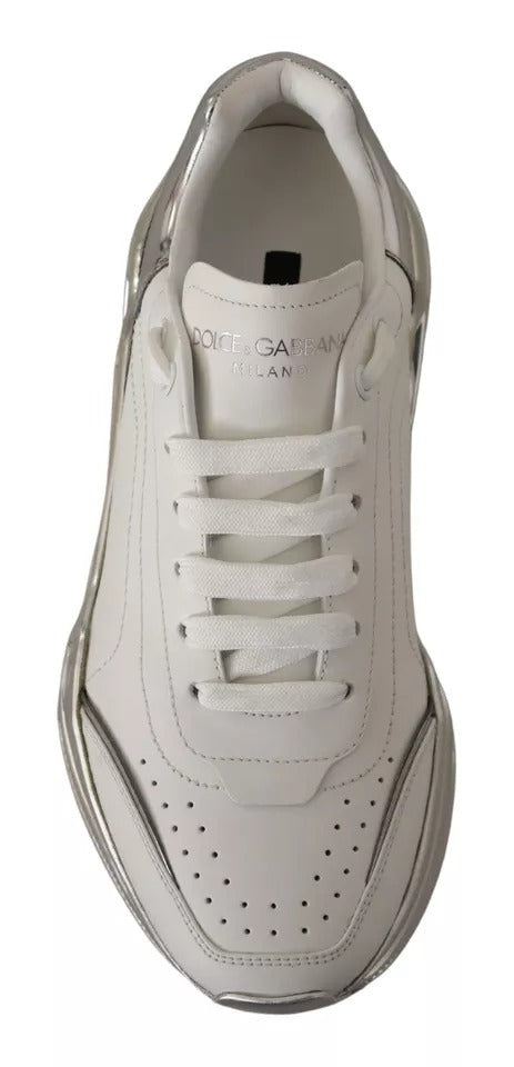 Dolce & Gabbana White Silver Leather Daymaster Sneakers Women's Shoes (Pre-Owned)
