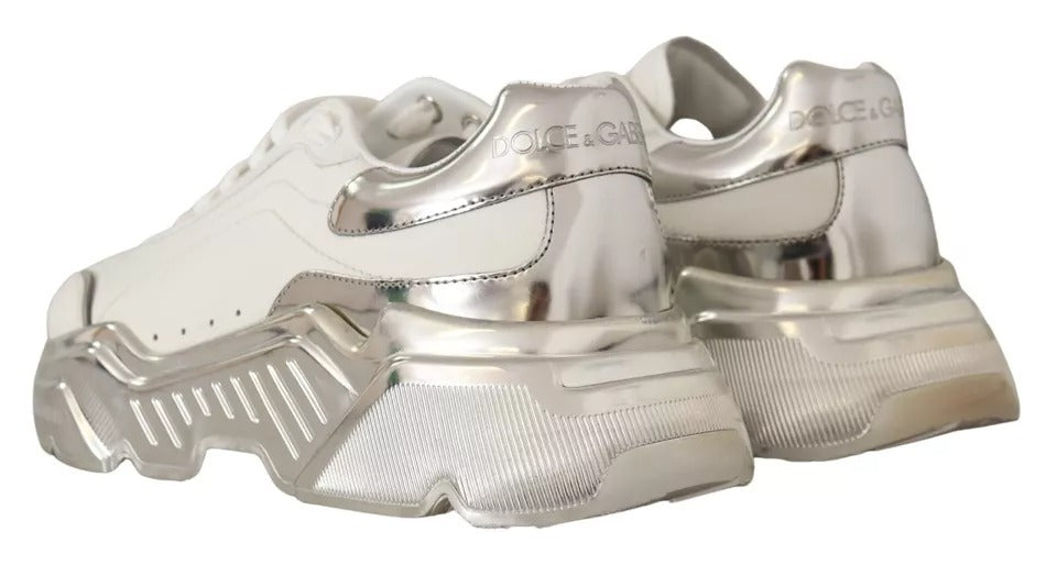 Dolce & Gabbana White Silver Leather Daymaster Sneakers Women's Shoes (Pre-Owned)