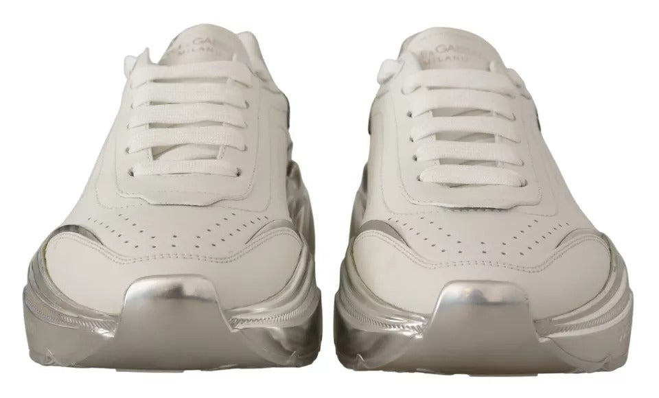 Dolce & Gabbana White Silver Leather Daymaster Sneakers Women's Shoes (Pre-Owned)