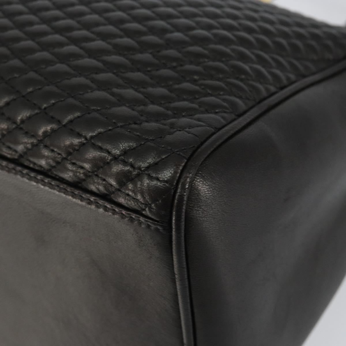 Bally Vintage Quilted Leather Black Leather Handbag (Pre-Owned)