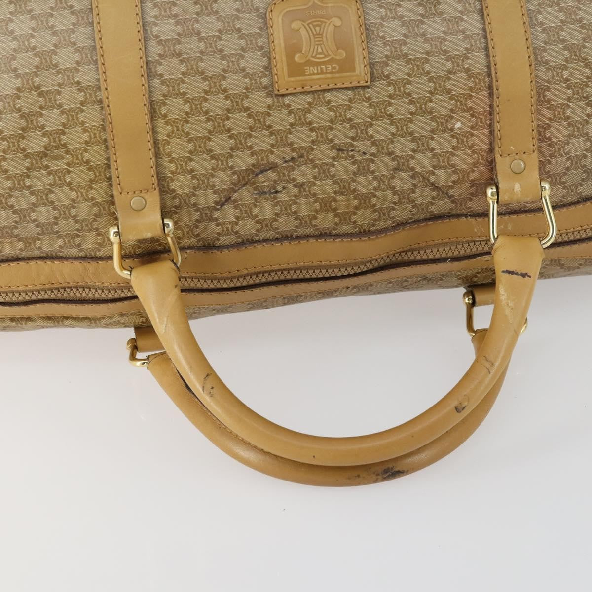 Celine Travel Duffle Triomphe Coated Canvas Beige Canvas Travel Bag Bag (Pre-Owned)