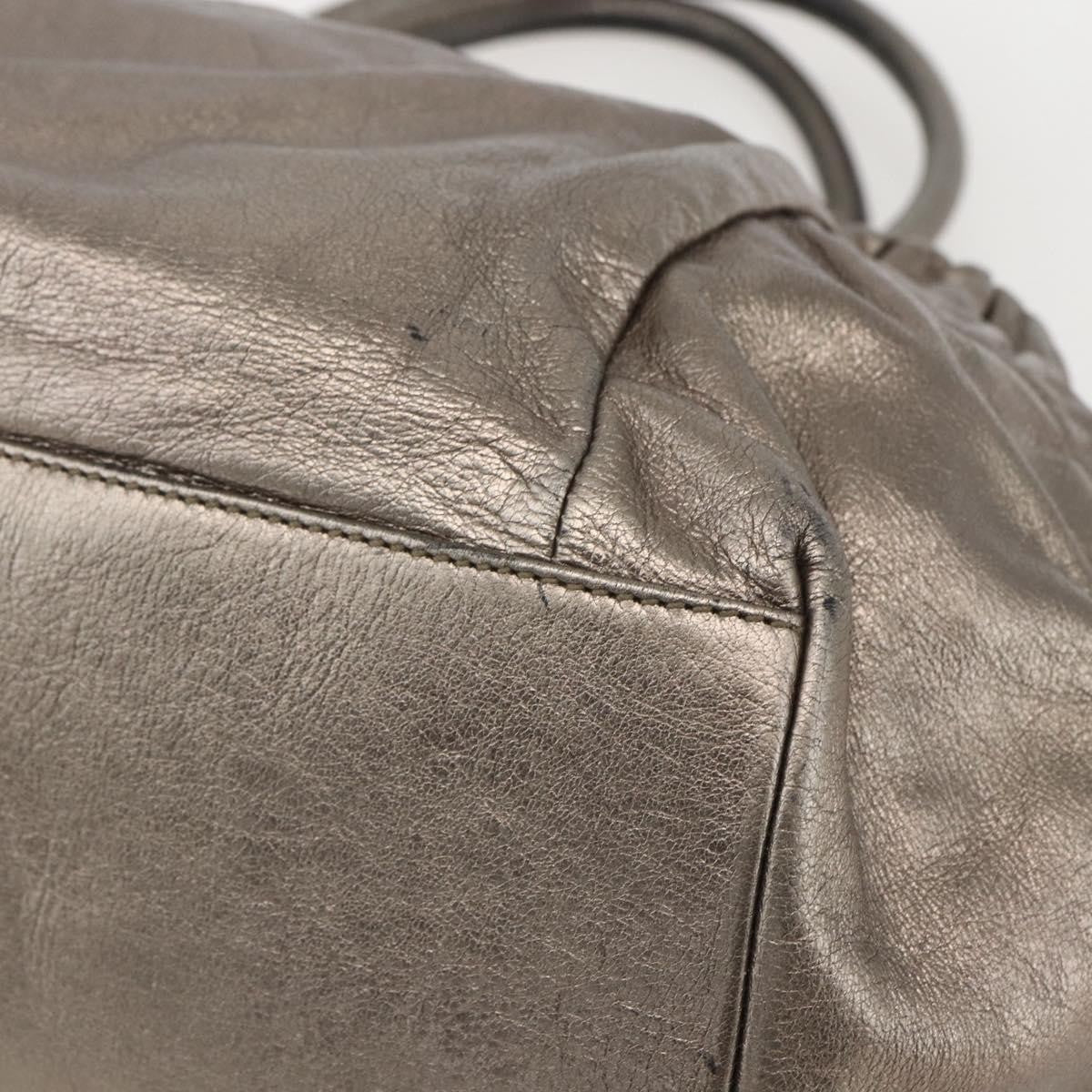 Salvatore Ferragamo Vala Leather Gold Leather Handbag (Pre-Owned)
