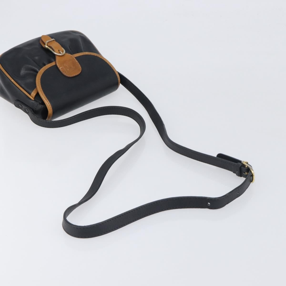 Celine Flap Shoulder Leather Black Leather Shoulder Bag Bag (Pre-Owned)