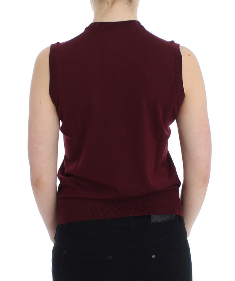 Dolce & Gabbana Red Sleeveless Crewneck Vest Women's Pullover