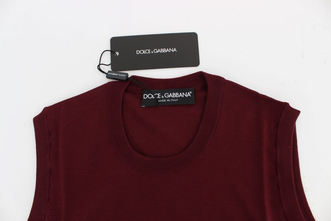 Dolce & Gabbana Red Sleeveless Crewneck Vest Women's Pullover