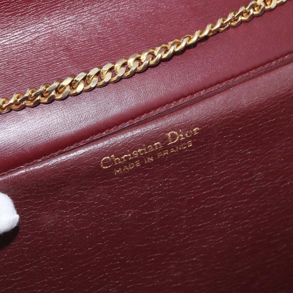 Christian Dior Vintage Chain Flap Leather Burgundy Leather Shoulder Bag Bag (Pre-Owned)